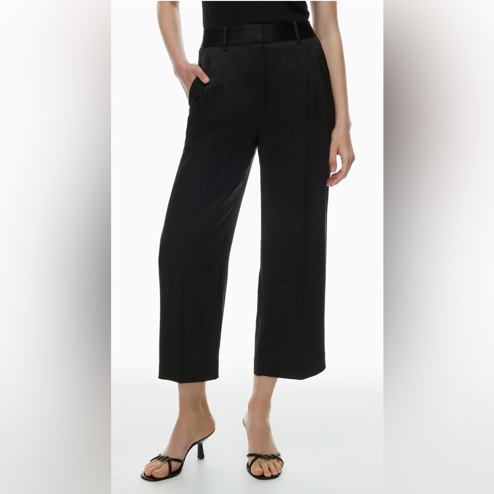 Aritzia Satin Black Cropped Ankle Pants